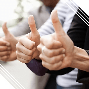 Multiple hands giving thumbs up approval success